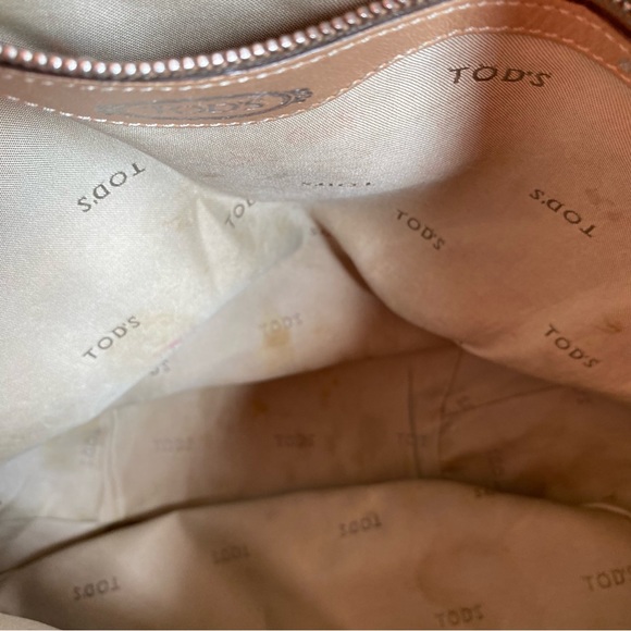 Tods coated canvas two way bag blue with tan leather trim - Picture 12 of 15